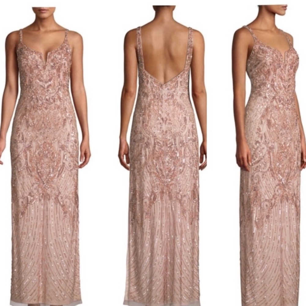 Brand new Aidan Mattox beaded V-NOTCH sleeveless long gown - Picture 5 of 17